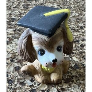 Vintage Lego Taiwan Puppy Figurine Graduation Dog Cap & Tassel Ceramic 2.5‎ in